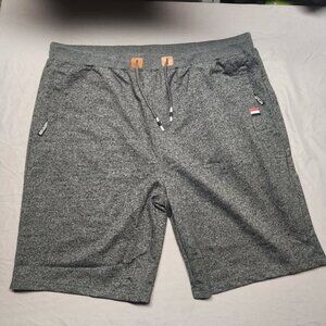 Men Casual Shorts Drawstring Zipper Pockets Elastic Waist Big&Tall Dark Gray 4XL